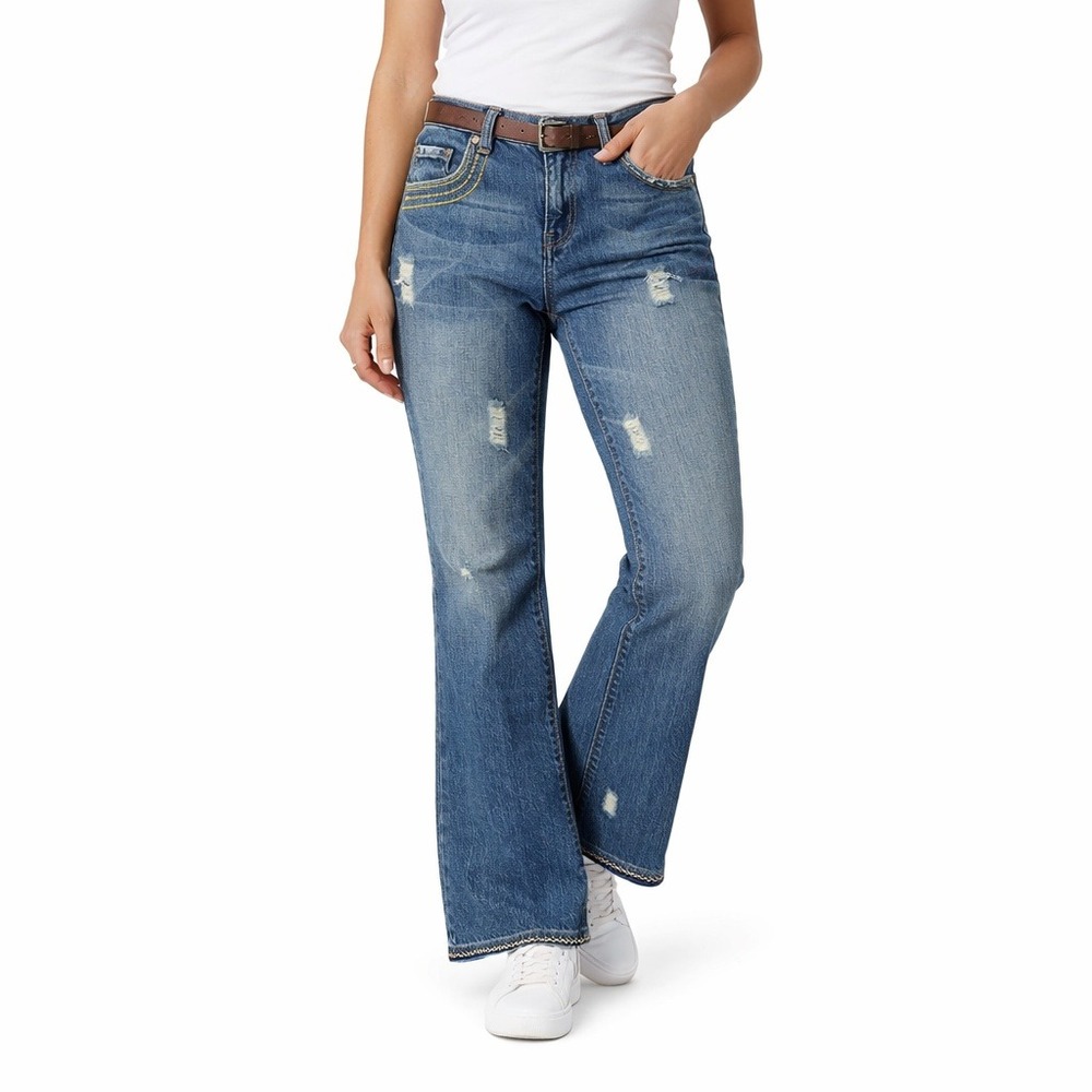 Chip Pepper Y2K Low Rise Flare‎ Jeans 29 Distressed Embroidered USA